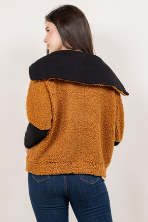 L/SLV OVERSIZED COLLAR PULLOVER JACKET T10385-19189
