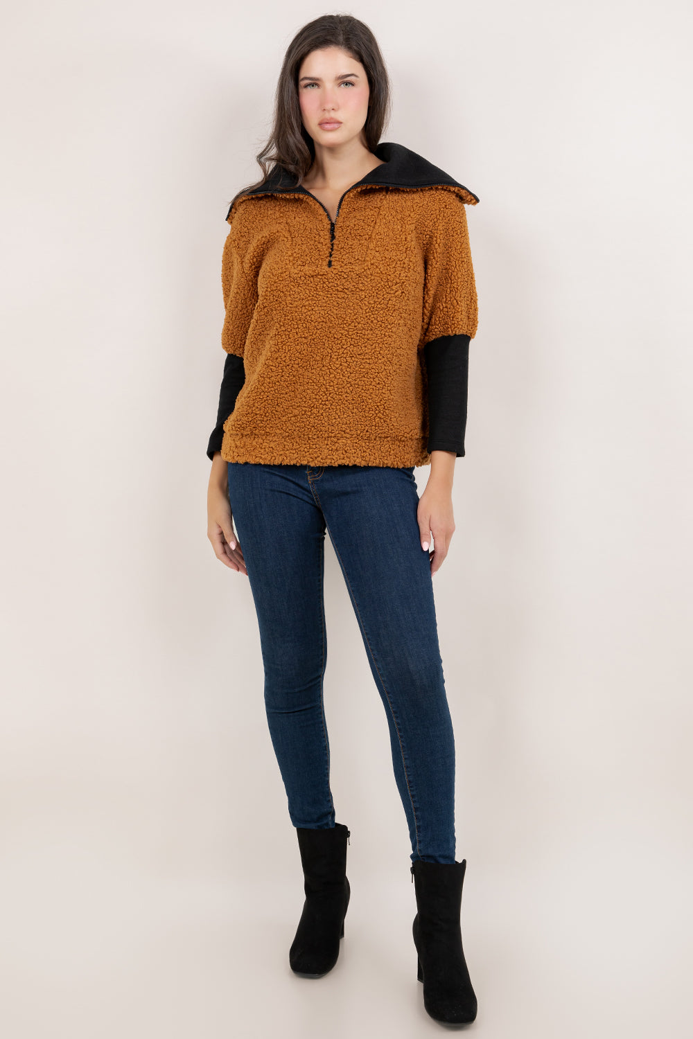 L/SLV OVERSIZED COLLAR PULLOVER JACKET T10385-19189