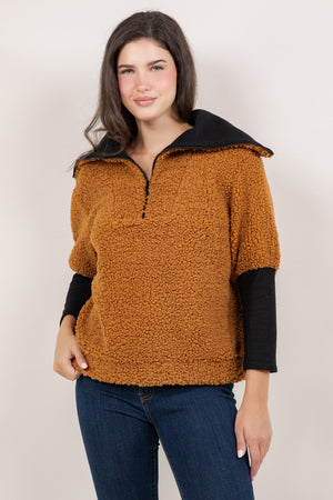 L/SLV OVERSIZED COLLAR PULLOVER JACKET T10385-19189