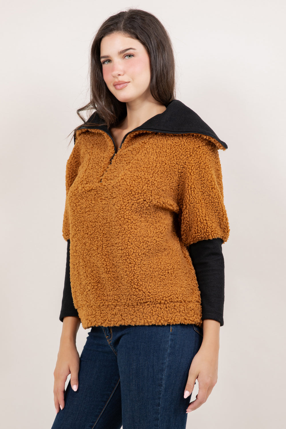 L/SLV OVERSIZED COLLAR PULLOVER JACKET T10385-19189