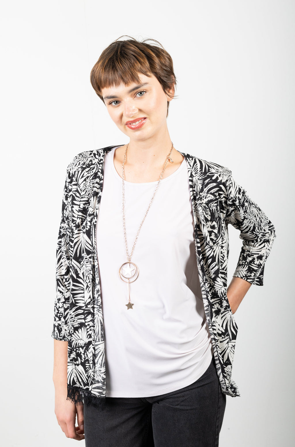 OPEN 3/4 SLEEVE CARDIGAN - T10549-84246