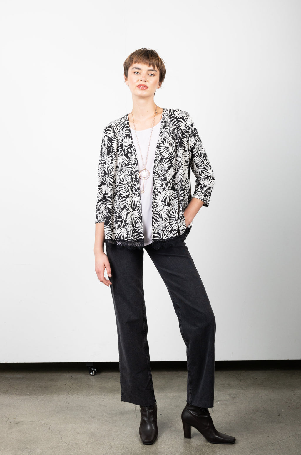 OPEN 3/4 SLEEVE CARDIGAN - T10549-84246