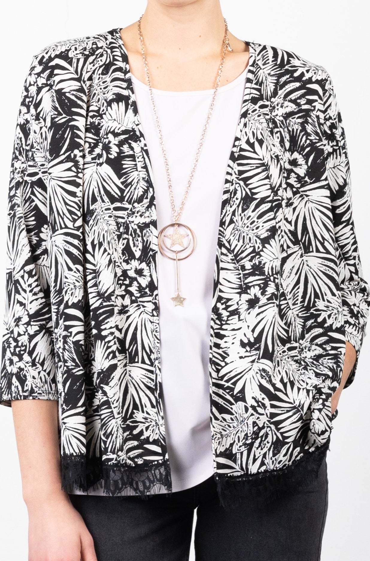 OPEN 3/4 SLEEVE CARDIGAN - T10549-84246