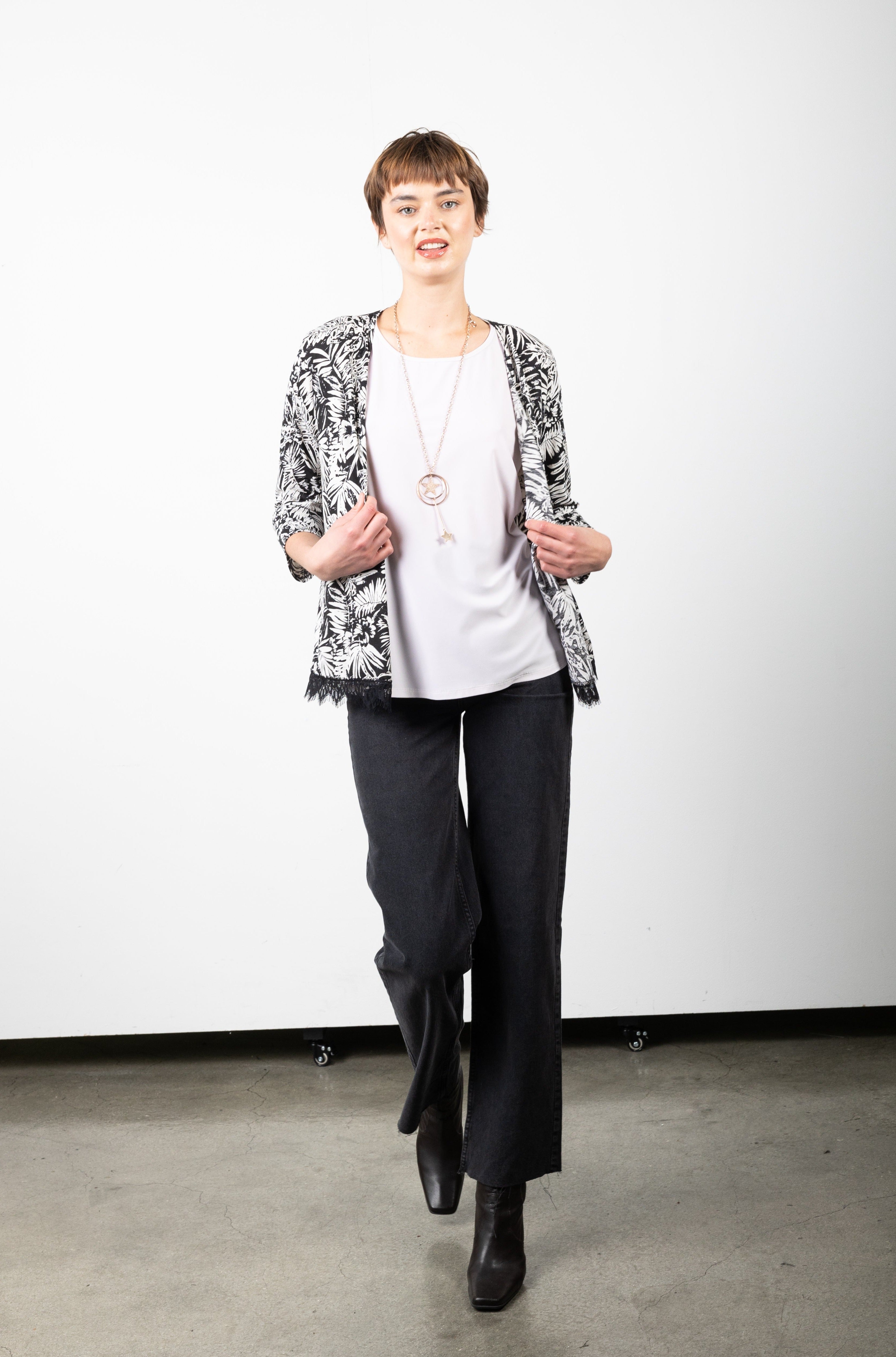 OPEN 3/4 SLEEVE CARDIGAN - T10549-84246