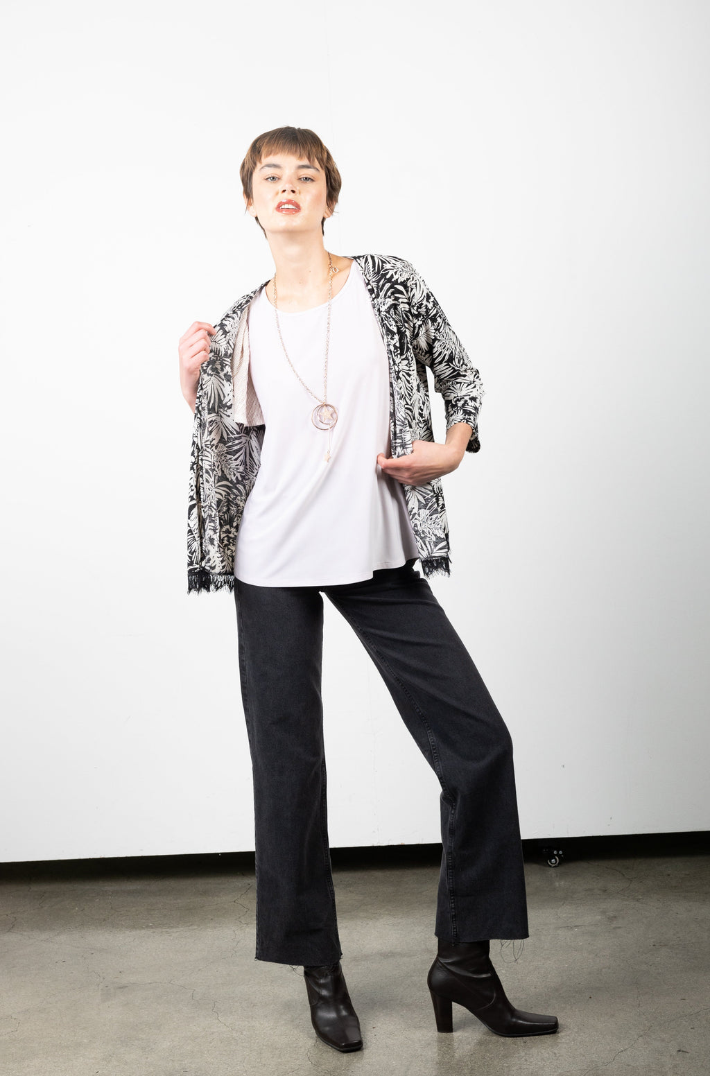 OPEN 3/4 SLEEVE CARDIGAN - T10549-84246