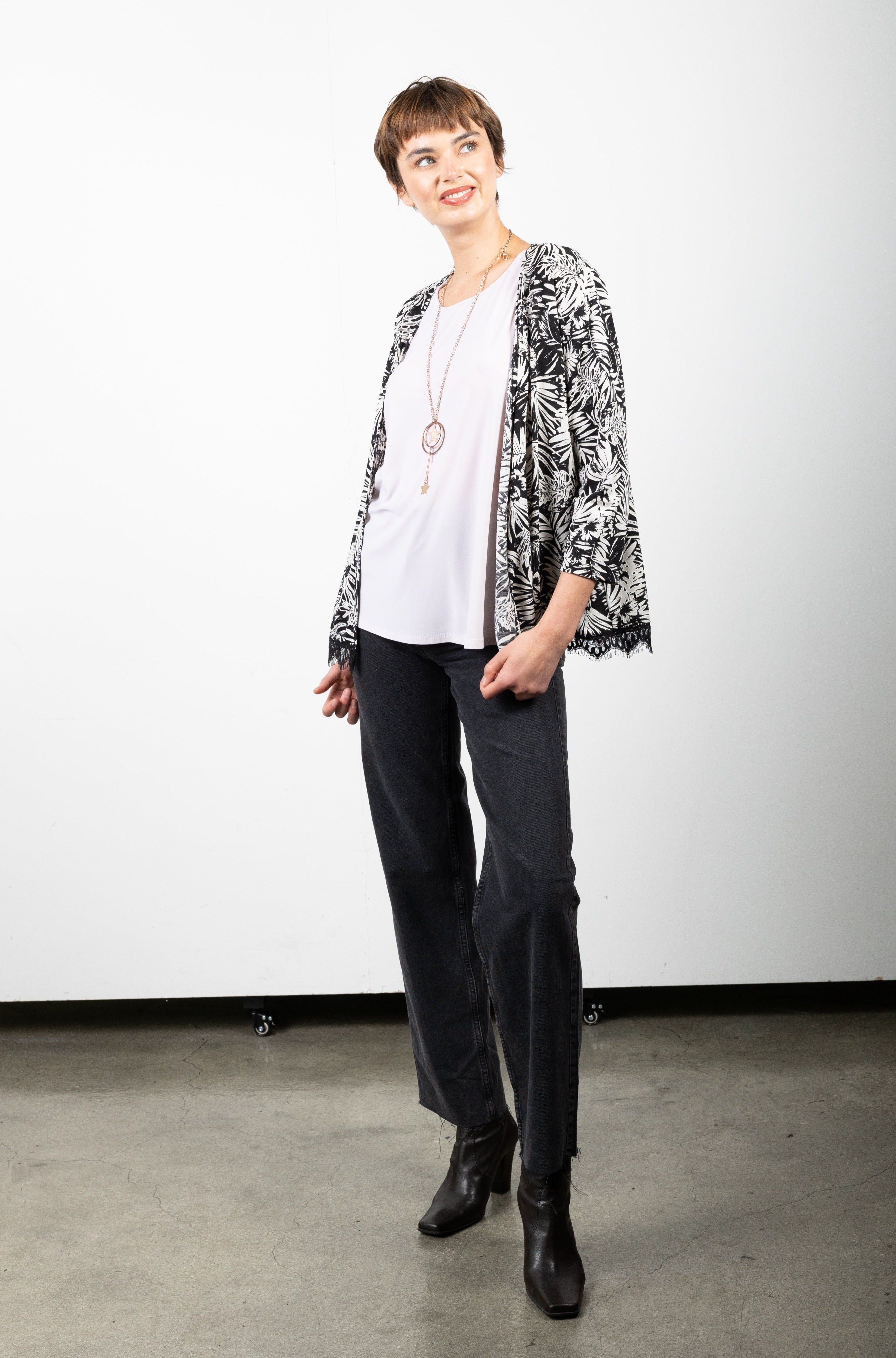 OPEN 3/4 SLEEVE CARDIGAN - T10549-84246