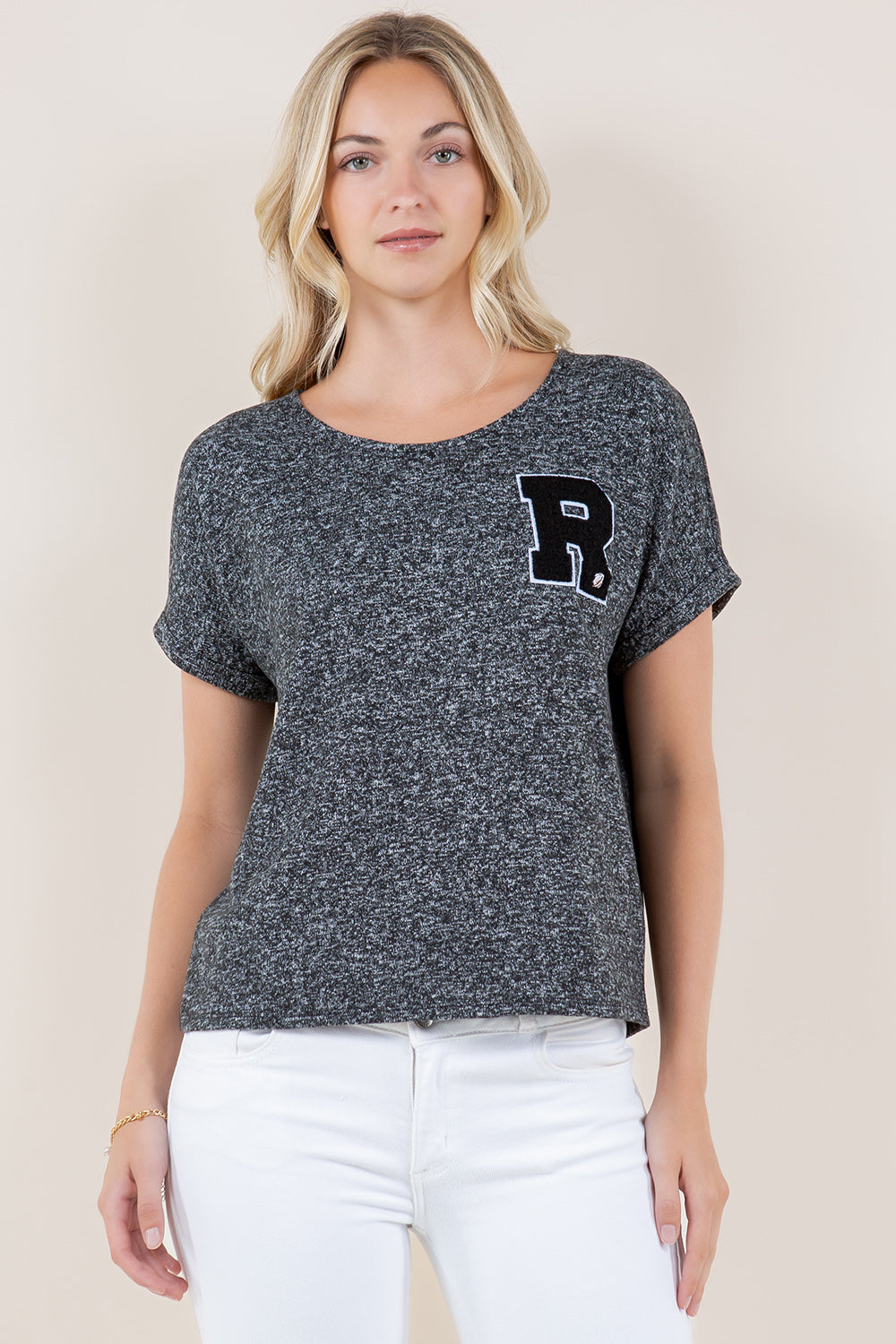 EXT ROLL TAB SLV SCOOP NECK ASYMM TOP - T10945-BRCH-CHARCOAL