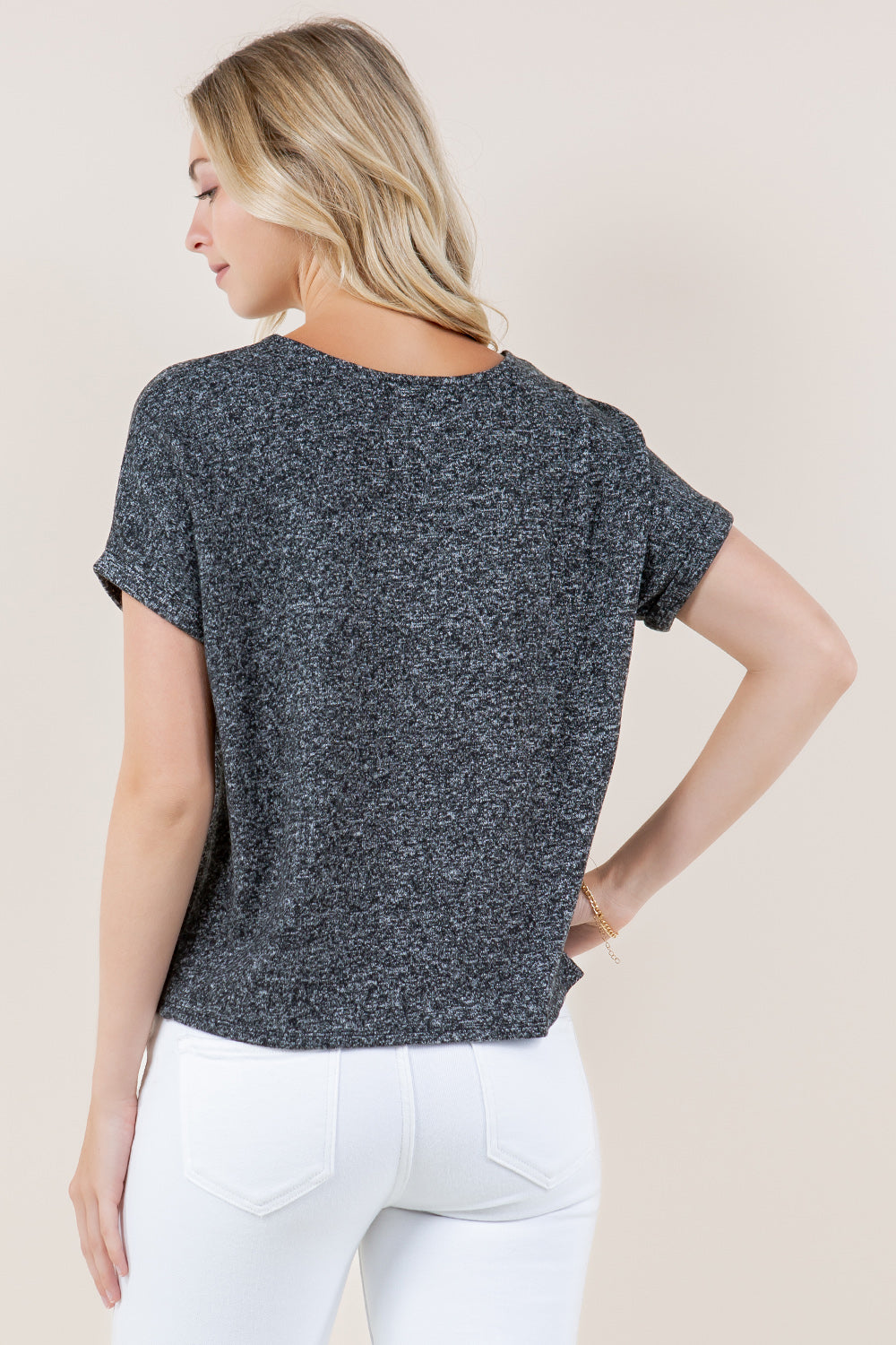 EXT ROLL TAB SLV SCOOP NECK ASYMM TOP - T10945-BRCH-CHARCOAL