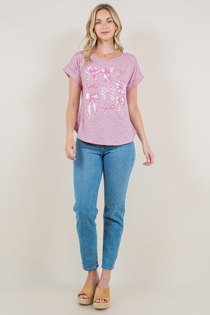 ROLLED TAB SLEEVE SCOOP NECK TOP - T10945-G0596