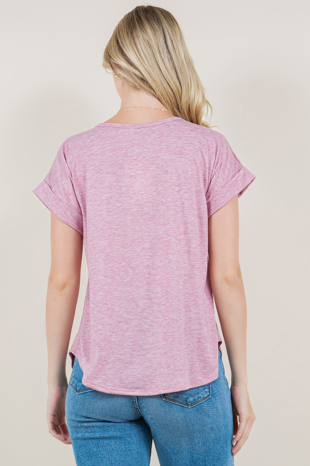 ROLLED TAB SLEEVE SCOOP NECK TOP - T10945-G0596