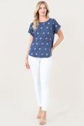 S/SLV ROUND NECK EMBROIDERED TEE T10945-GA0-0918
