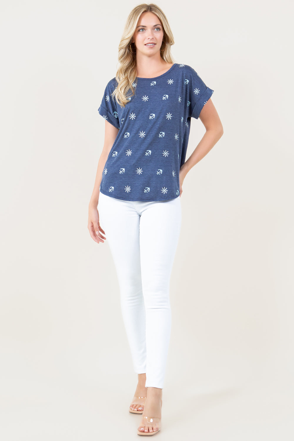 S/SLV ROUND NECK EMBROIDERED TEE T10945-GA0-0918