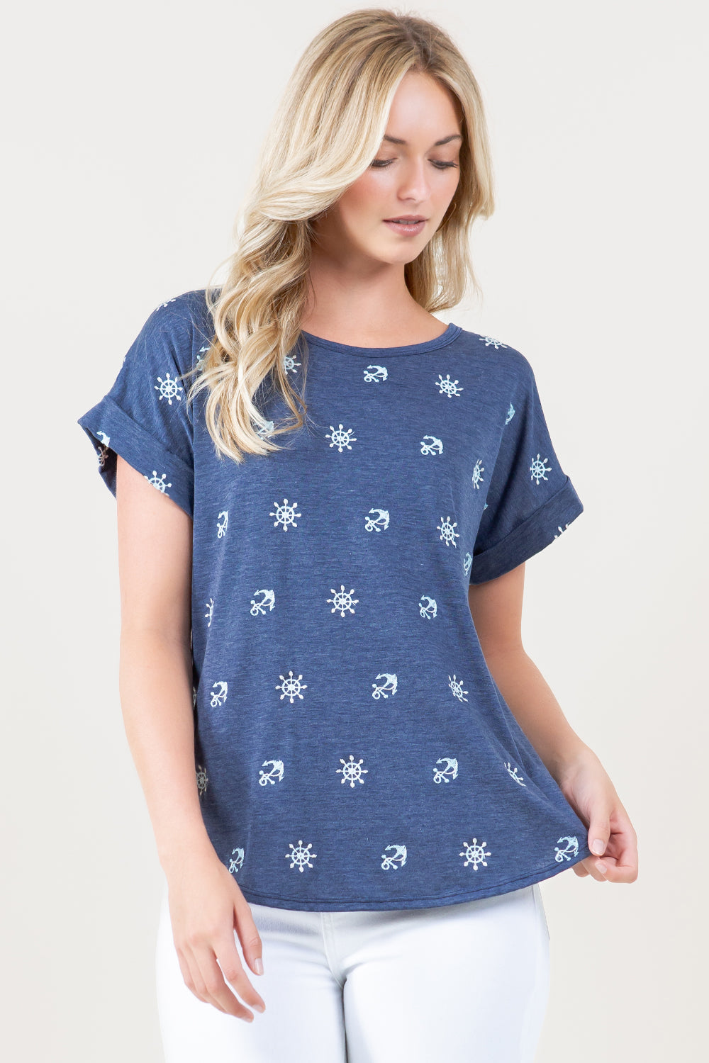S/SLV ROUND NECK EMBROIDERED TEE T10945-GA0-0918