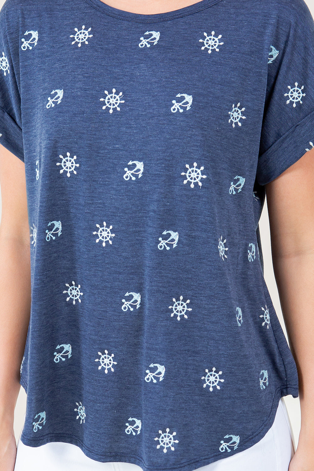 S/SLV ROUND NECK EMBROIDERED TEE T10945-GA0-0918