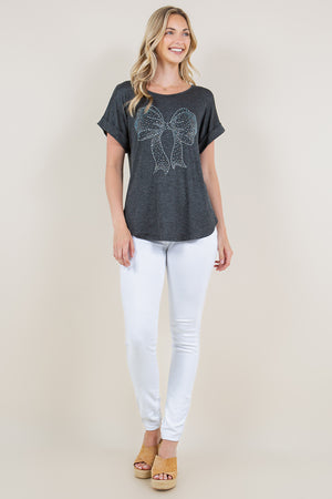 ROLLED TAB SLEEVE SCOOP NECK TOP - T10945-J1048
