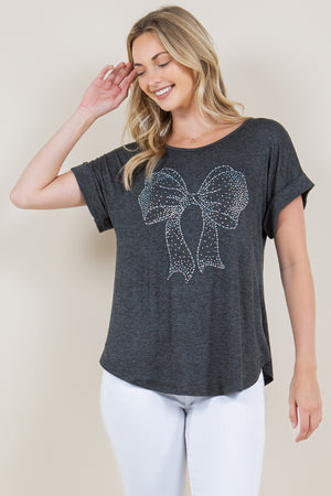 ROLLED TAB SLEEVE SCOOP NECK TOP - T10945-J1048