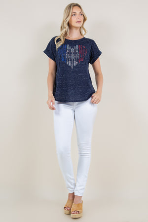 EXTENDED ROLL TAB SLEEVE SCOOP NECK ASYMM TOP - T10945-J888AM