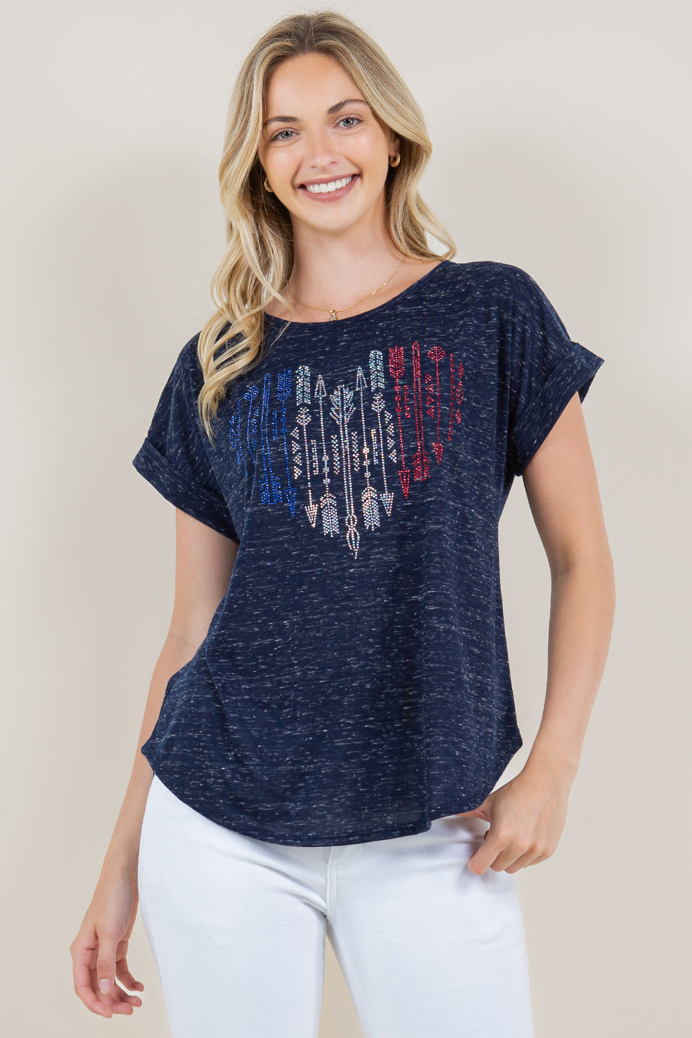 EXTENDED ROLL TAB SLEEVE SCOOP NECK ASYMM TOP - T10945-J888AM