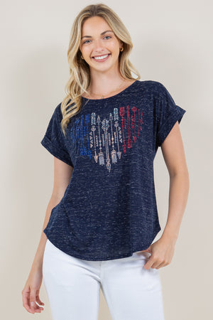 EXTENDED ROLL TAB SLEEVE SCOOP NECK ASYMM TOP - T10945-J888AM