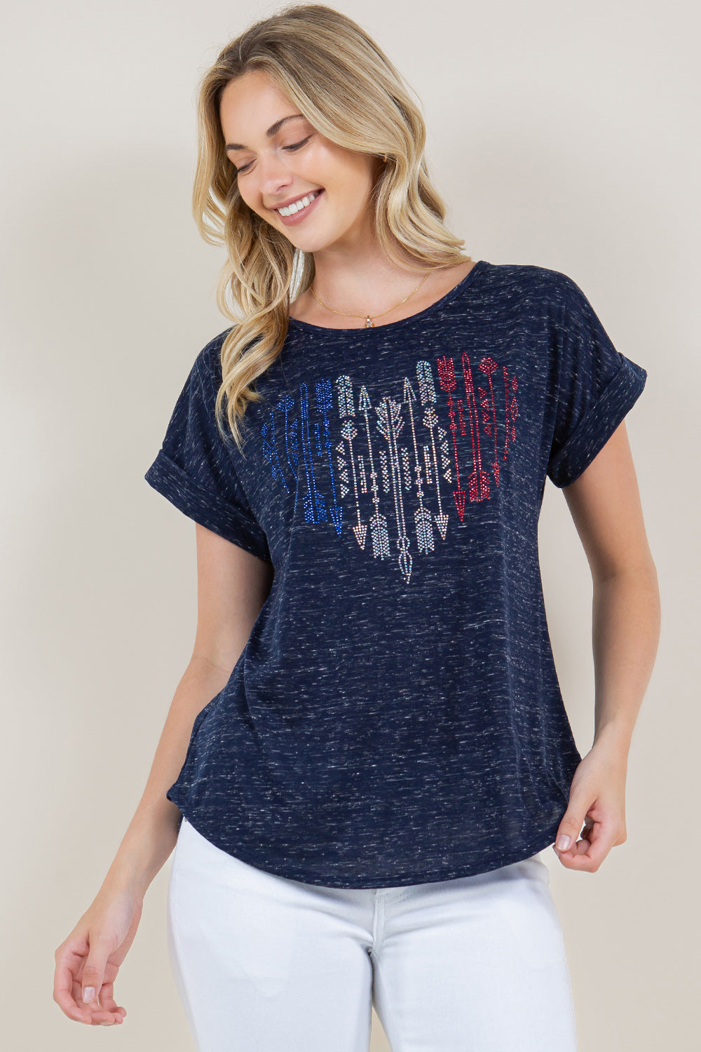 EXTENDED ROLL TAB SLEEVE SCOOP NECK ASYMM TOP - T10945-J888AM