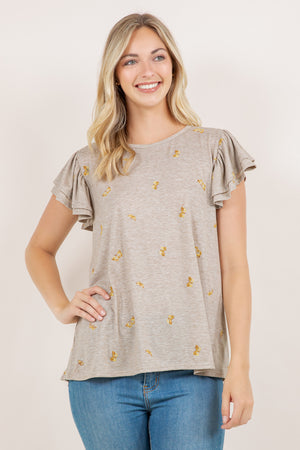 S/SLV RUFFLE SCOOP NECK TEE T10961-040681