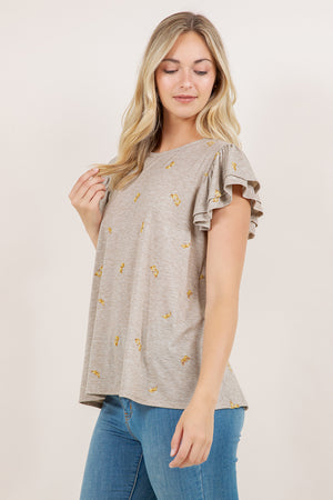 S/SLV RUFFLE SCOOP NECK TEE T10961-040681