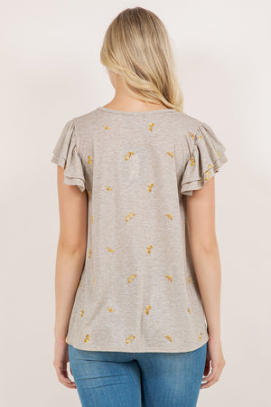 S/SLV RUFFLE SCOOP NECK TEE T10961-040681