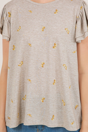 S/SLV RUFFLE SCOOP NECK TEE T10961-040681