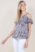 COLD SHOULDER TOP WITH CONTRAST TAPE - T10990-87474
