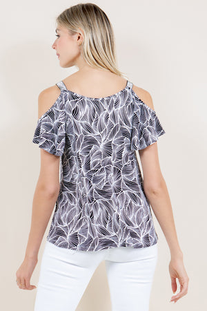 COLD SHOULDER TOP WITH CONTRAST TAPE - T10990-87474