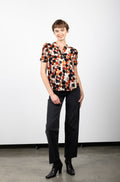 ELBOW SLEEVE BUBBLE SLEEVE HALF PLACKET SHIRT - T11100-A0191