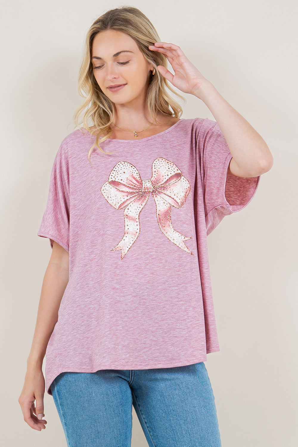 SS DOLMAN HI LOW SHIRT TAIL - T11161-G0555