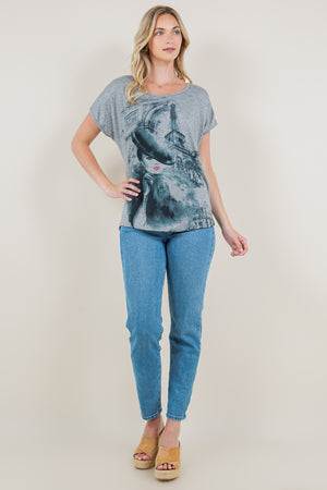 SS DOLMAN HI LOW SHIRT TAIL - T11161-LY2306C