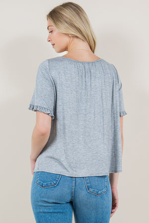 ELBOW LENGTH RUFFLED SLEEVE WITH BOATNECK - T11214-J88824
