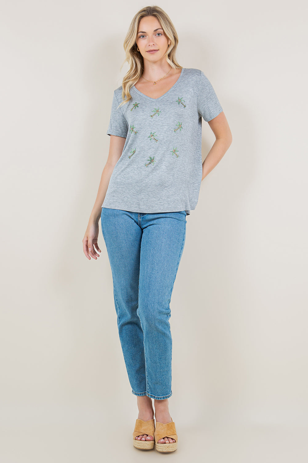 SS SHORT SLEEVE V NECK TOP - T11217-L5006