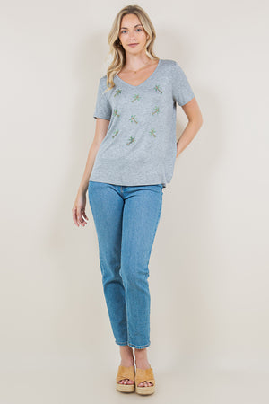 SS SHORT SLEEVE V NECK TOP - T11217-L5006