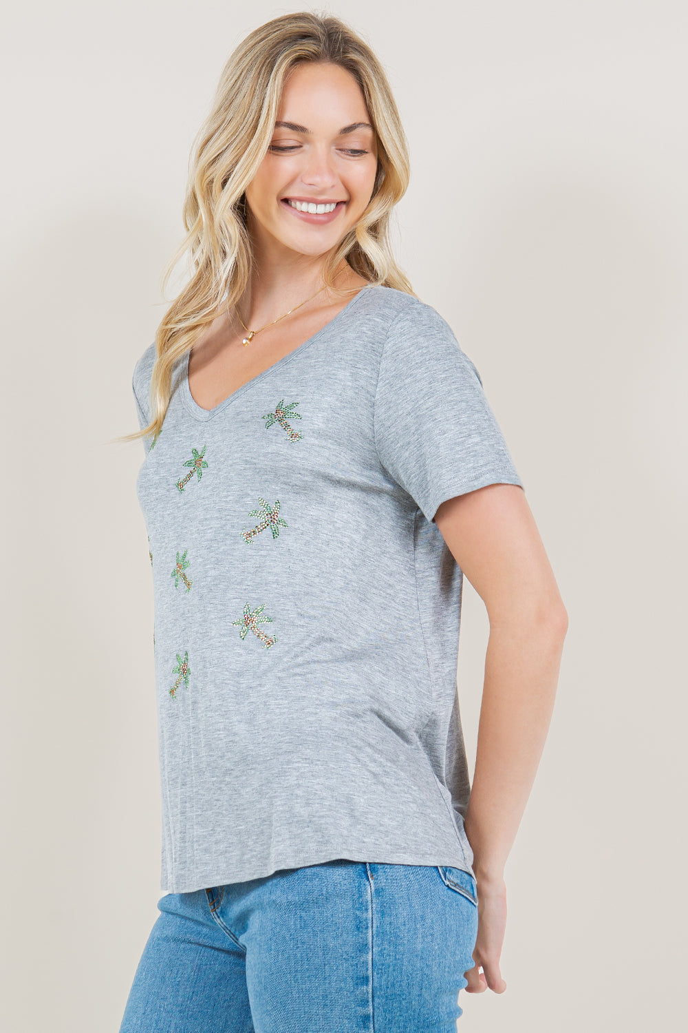 SS SHORT SLEEVE V NECK TOP - T11217-L5006