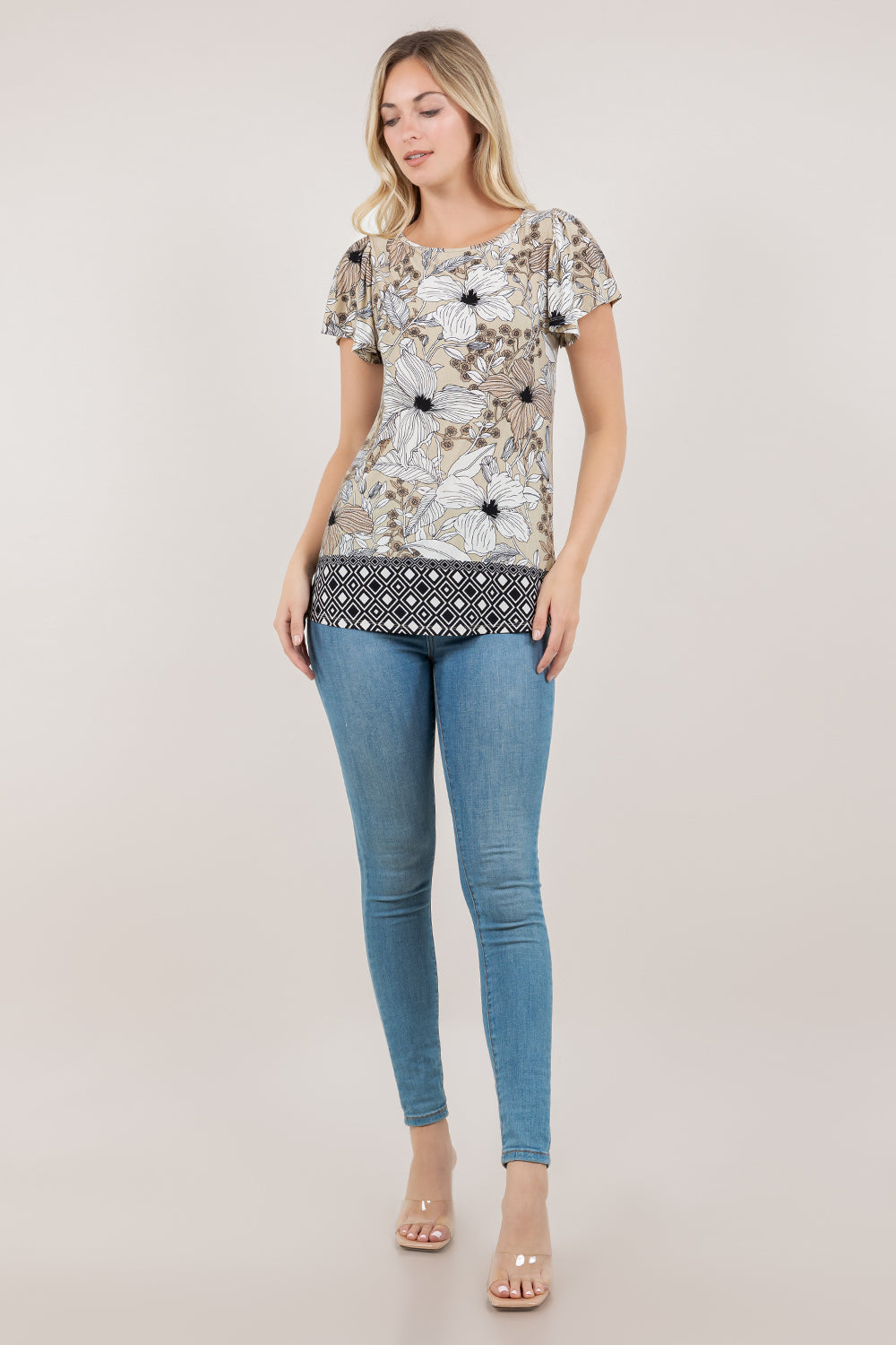 S/SLV FLUTTER BOAT NECK TOP T11220-1399