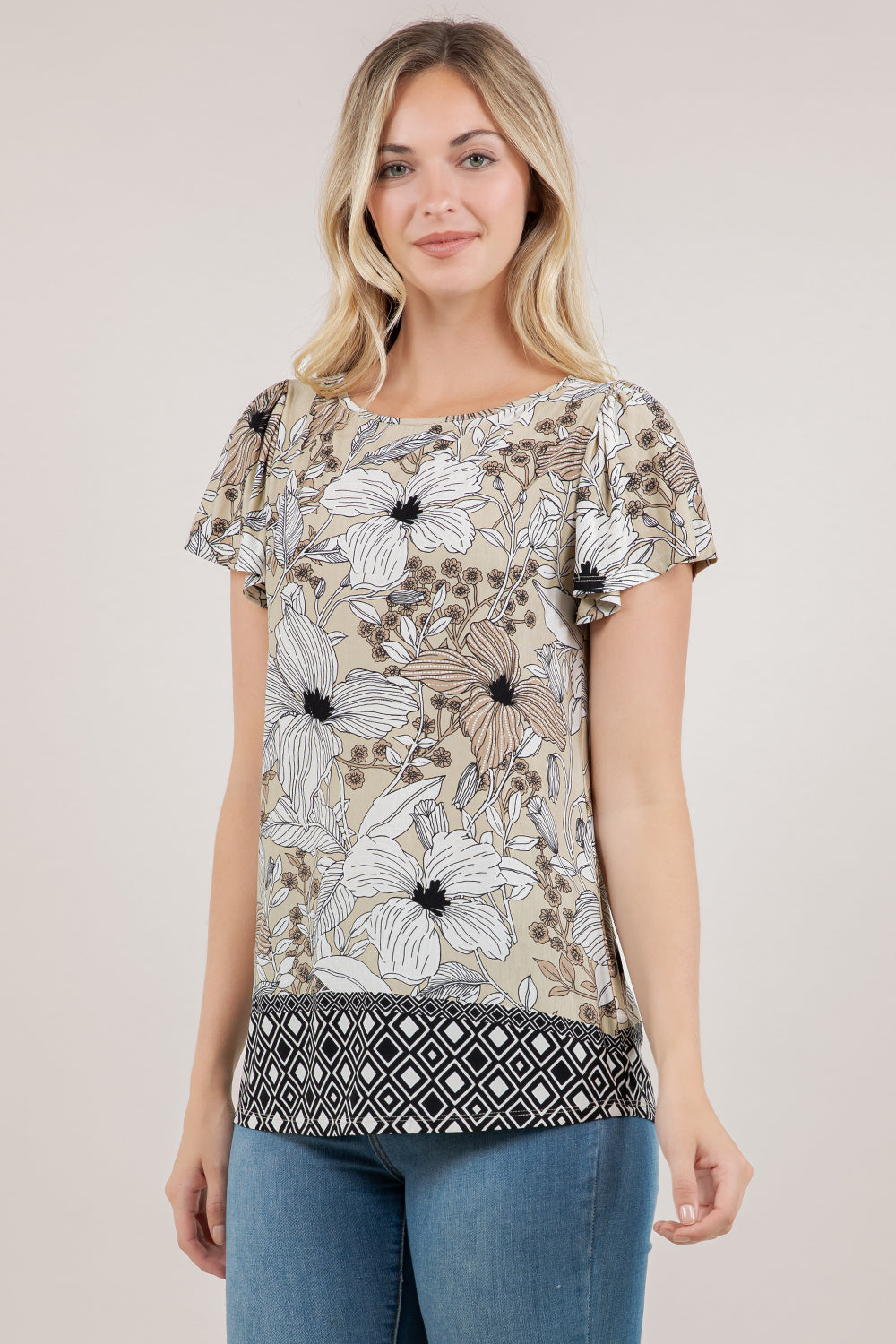 S/SLV FLUTTER BOAT NECK TOP T11220-1399