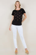 FLUTTER SLEEVE TOP WITH CONSTRAST SLEEVE BINDING - T11243-L23009