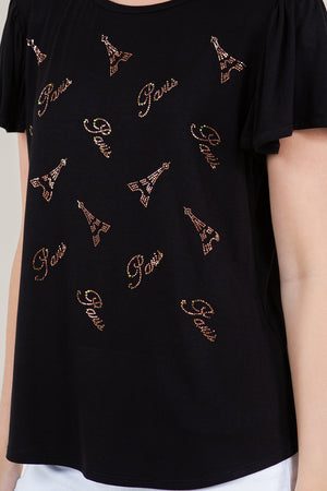 FLUTTER SLEEVE TOP WITH CONSTRAST SLEEVE BINDING - T11243-L23009