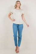 SS ROSETTE FITTED TOP - T11262
