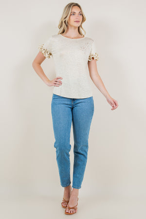 SS ROSETTE FITTED TOP - T11262