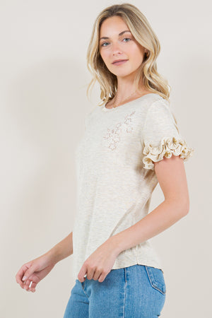 SS ROSETTE FITTED TOP - T11262