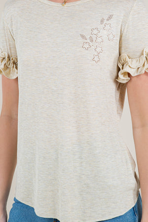 SS ROSETTE FITTED TOP - T11262