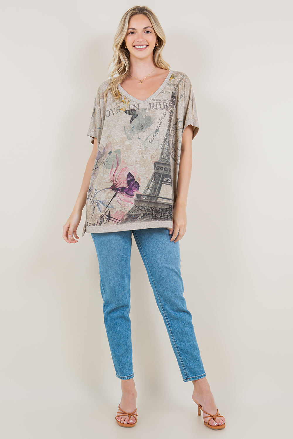 SS DOLMAN SWOOP V NECK STEP HEM TOP - T11270-BK17713