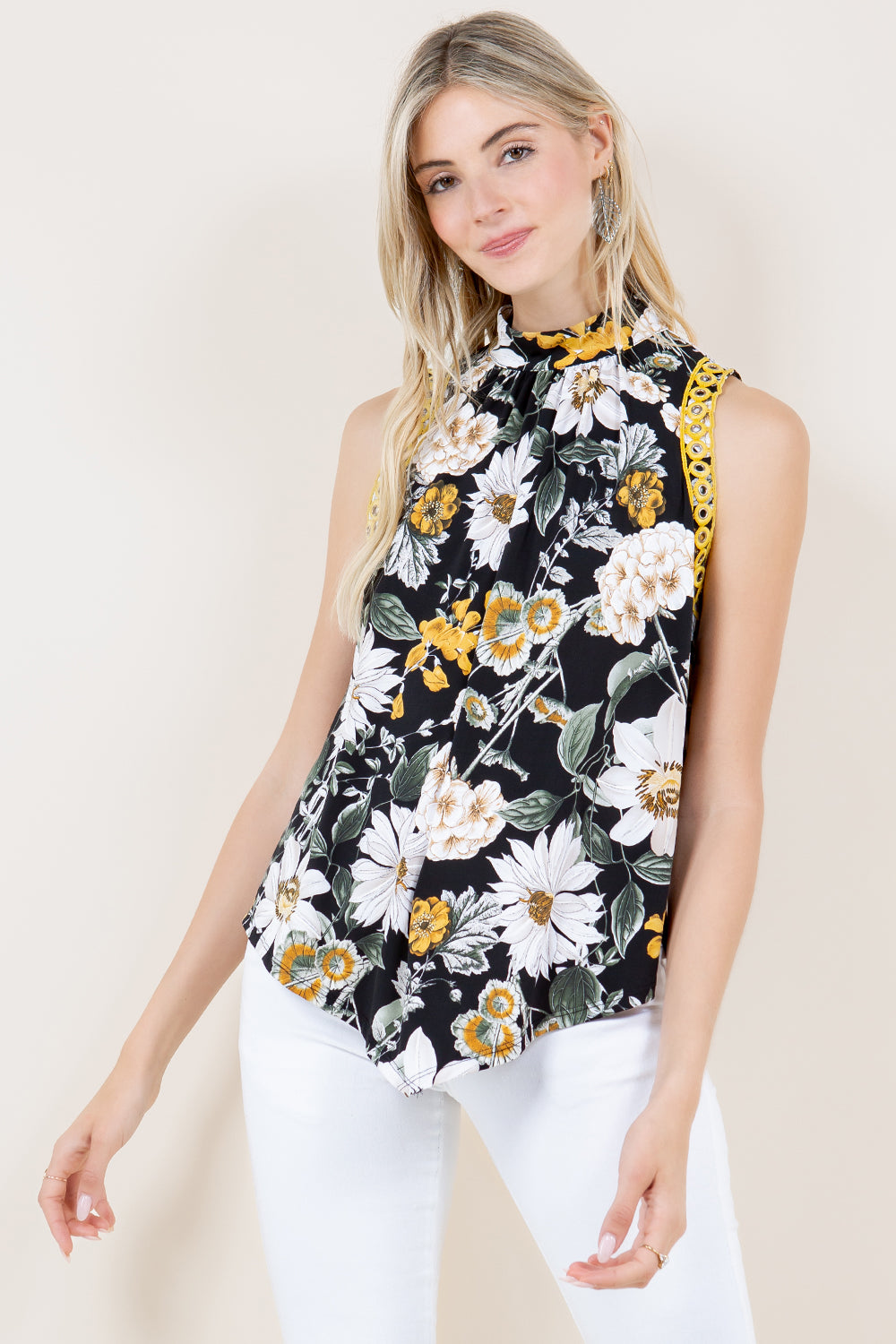 HANKIE HEM GOLD EYELET HALTER TOP - T11325-MG3534