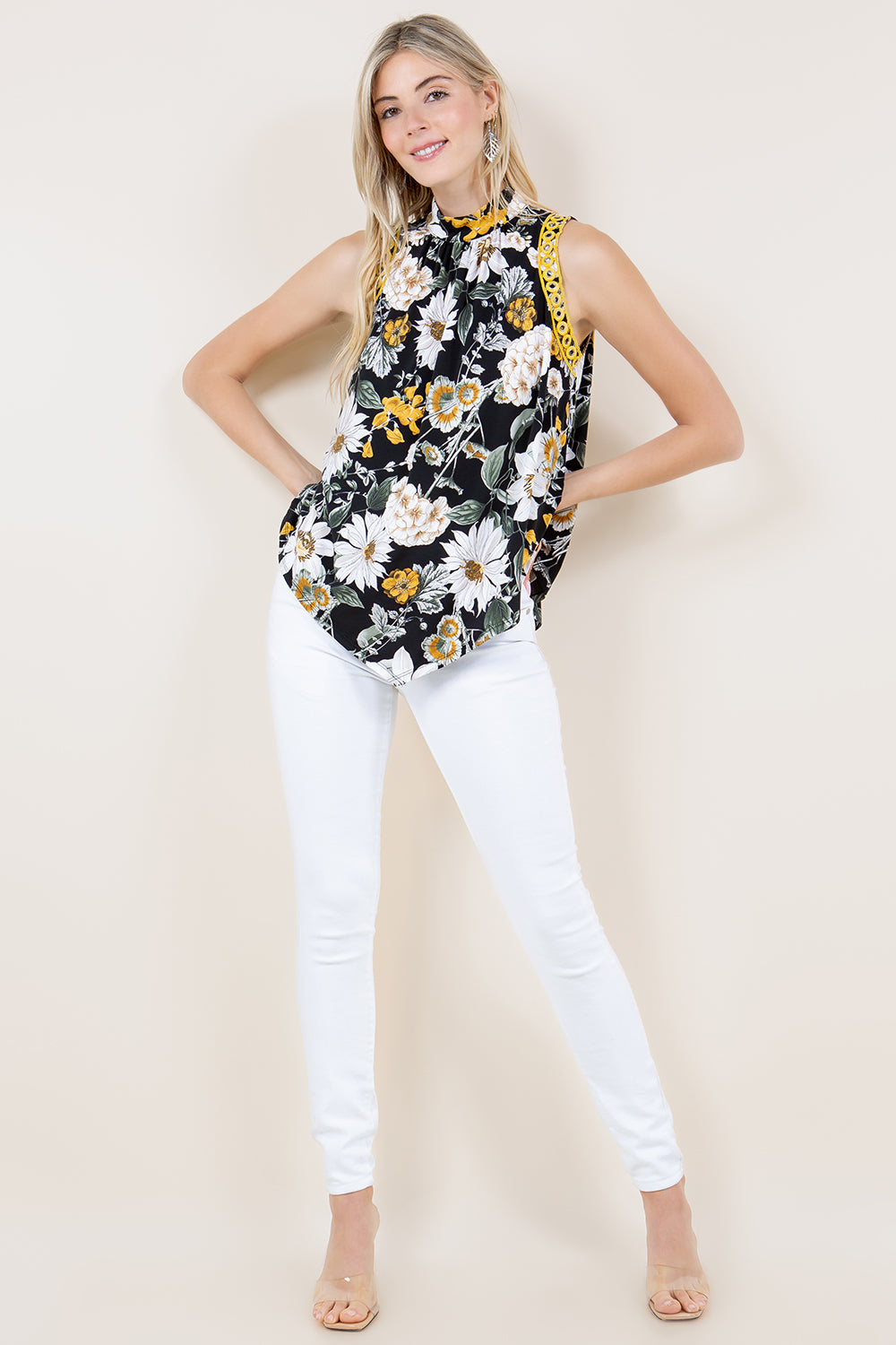 HANKIE HEM GOLD EYELET HALTER TOP - T11325-MG3534