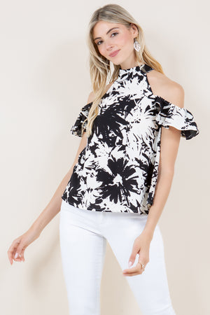 BUTTERFLY SLEEVES COLD SHOULDER TOP - T11329-8C2308116