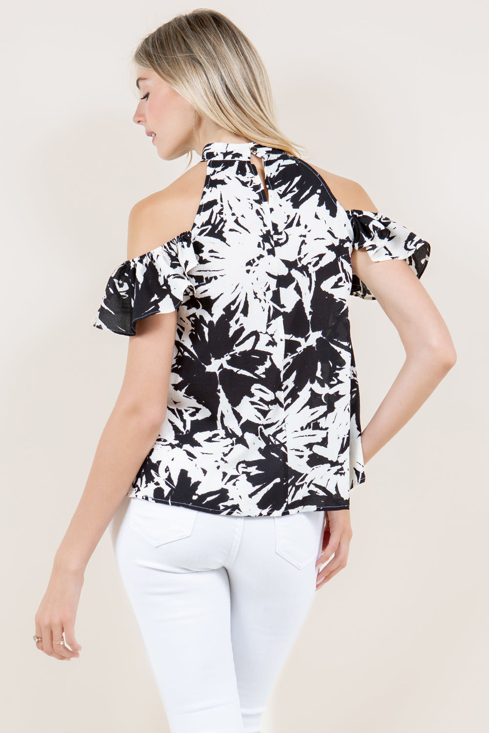 BUTTERFLY SLEEVES COLD SHOULDER TOP - T11329-8C2308116